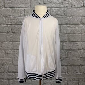 Zella Girl Mesh Bomber Jacket | White & Black